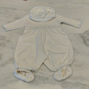 Baby boy christening onsie set